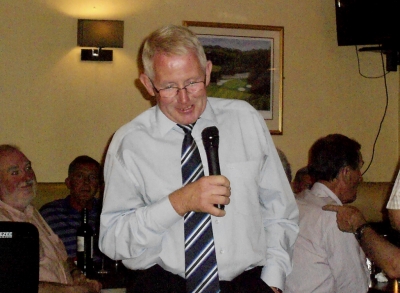 Gay Smith
Our sponsor for the day, Gay Smith, telling some unbelievable story about a fish to the gathered golfers in Myo's. 
