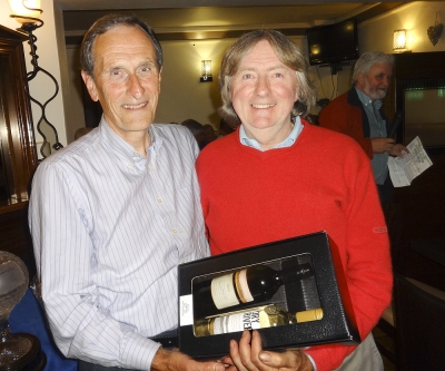 Mick McKenna - 2nd in Division 1
Mick receiving his prize from John Fitzgerald on behalf of our sponsors, the Castleknock Tennis Players.
