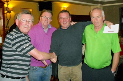 The Winners
The winning team of Fran Rooney, Jimmy Doherty and FionÃ¡n McDonagh with Noel Murray who did the honours on behalf of Myo's (Pat Dillon was the fourth member of the team).
